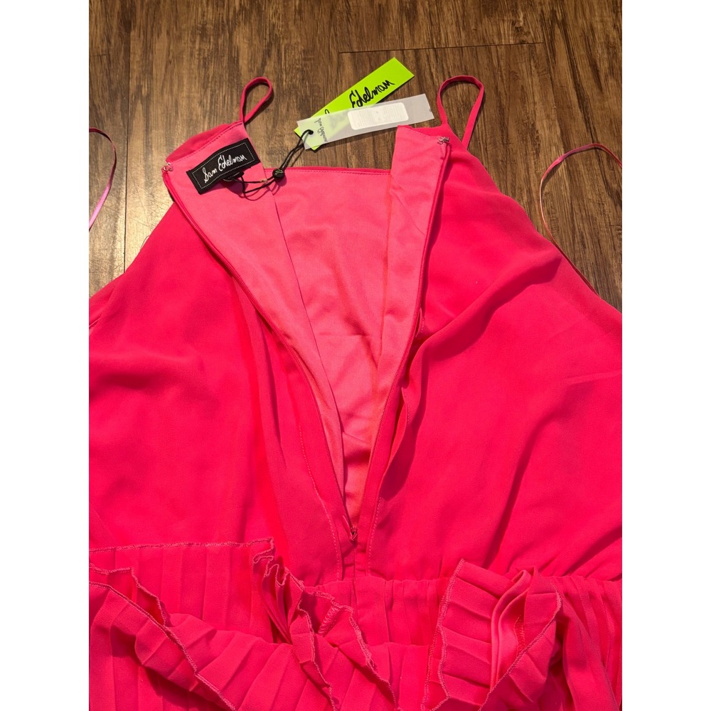 NWT‎ Sam Edelman Pink Smock Pleated Dress Pretty Pink Cocktail Party Bold Girly - Picture 6 of 7